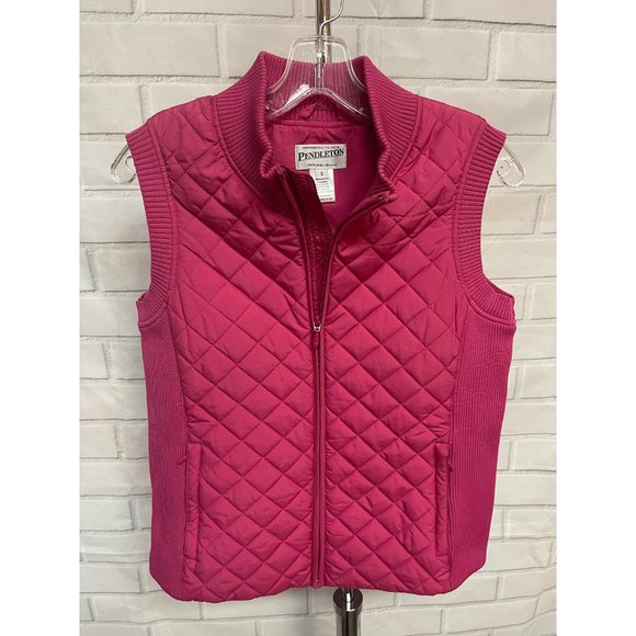 Pendleton Jackets & Blazers - PENDLETON Women's Size S Padded Rib Stretch Pink Quilted Vest Jacket